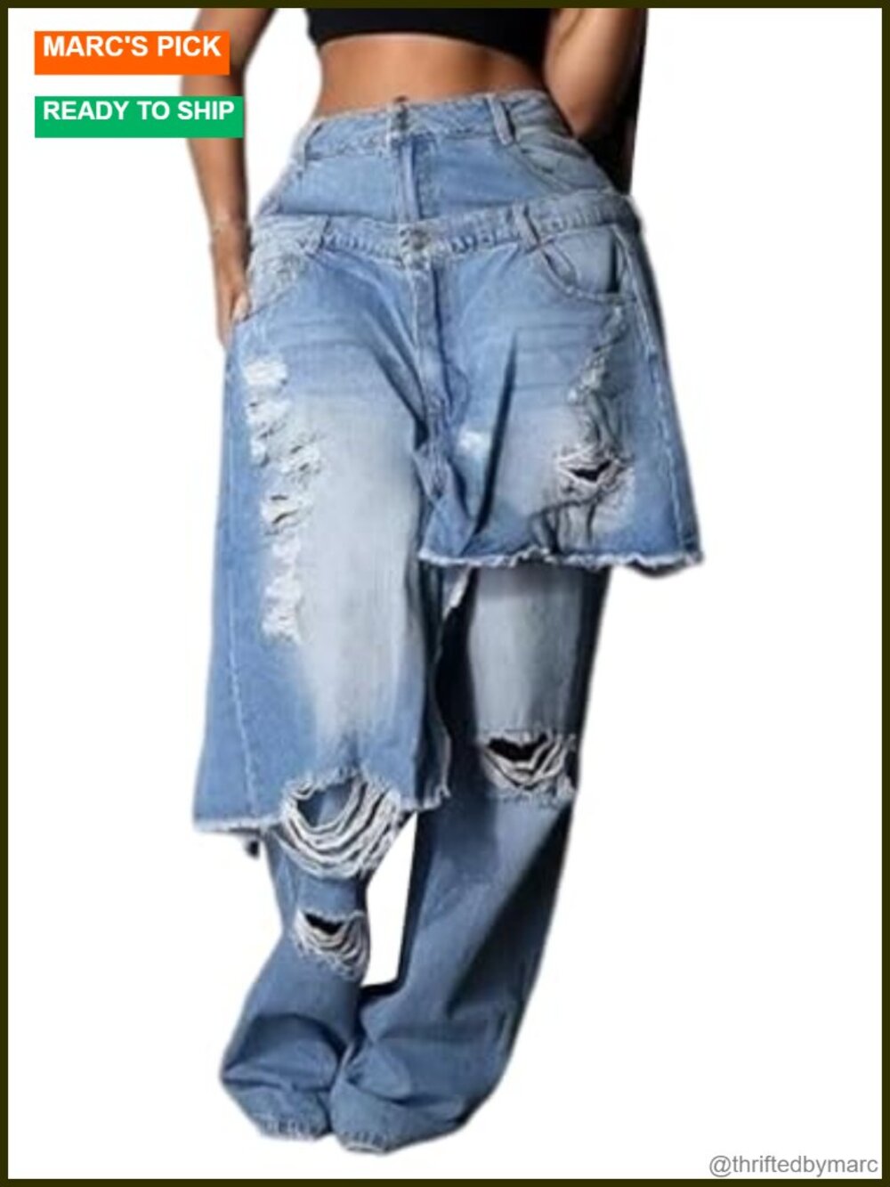 High Waist Ripped Baggy Wide Leg Jeans Polyester Spandex Streetwear